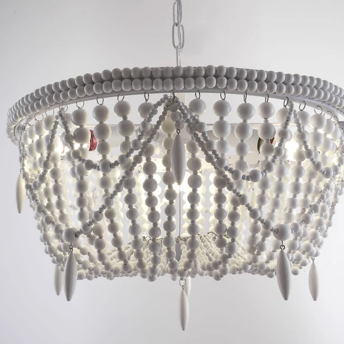 Люстра RH Anselme White Wood Weathered Chandelier ImperiumLoft