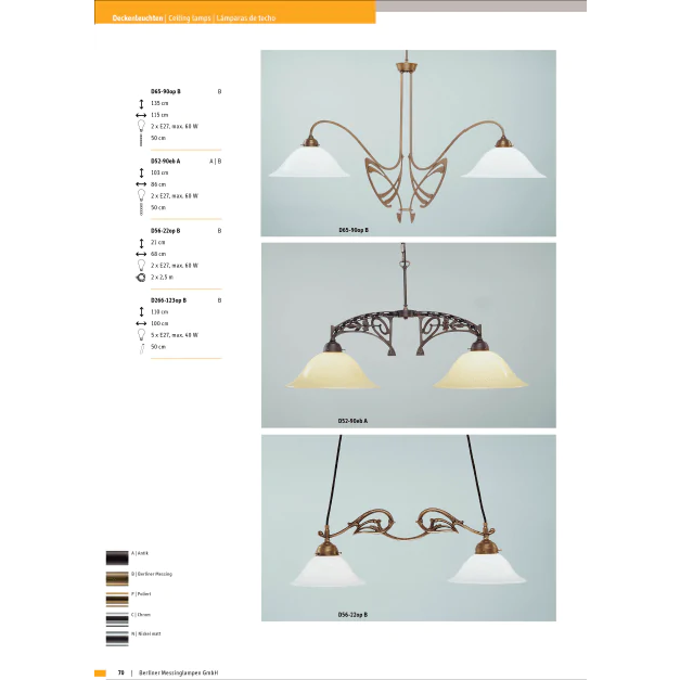 Подвесной светильник Berliner Messinglampen D65-90opB