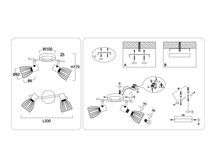 Настенно-потолочный спот в стиле лофт AMBRELLA light TR8660