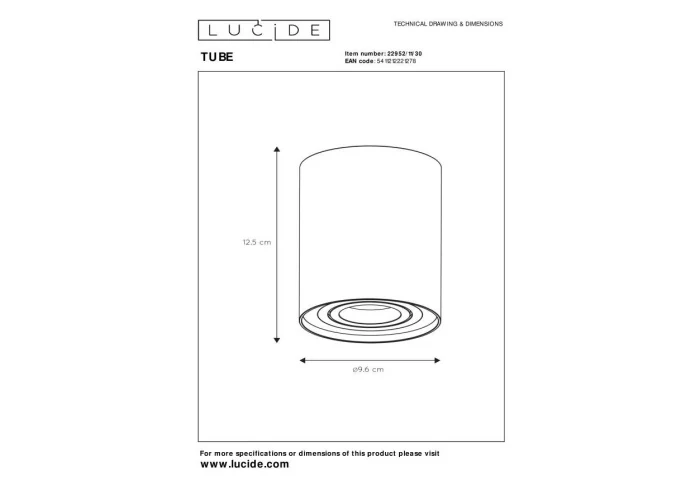 Потолочный светильник Lucide Tube 22952/11/30