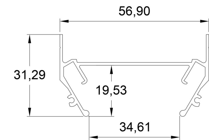 Профиль для шинопроводов Denkirs SOLID LIGHT TR3050-AL