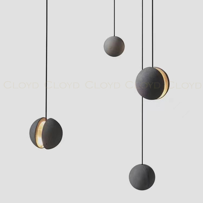 Подвесной светильник Cloyd SAURON P1 / Ø14 см - черный - сер. бетон (арт.11073)