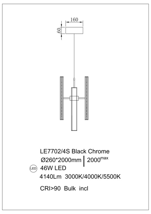 Подвесной светильник Leon Christine LE7702/4S Black Chrome