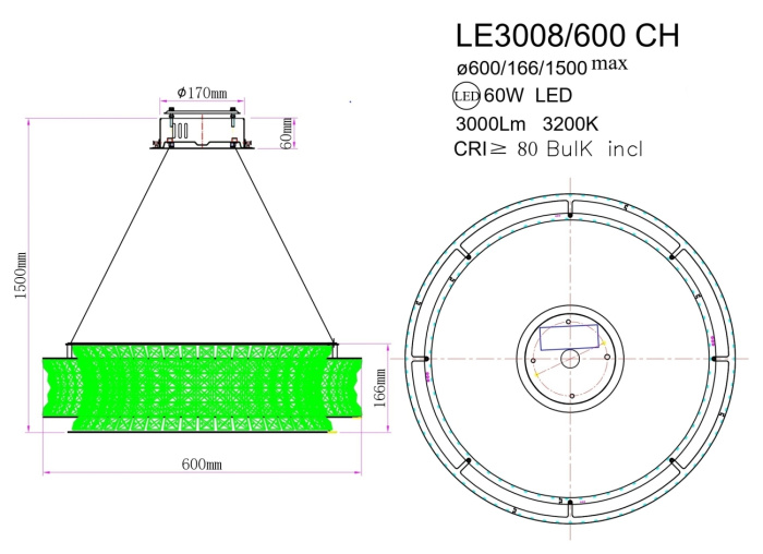 Подвесная люстра Leon Aurelie LE3008/600 CH