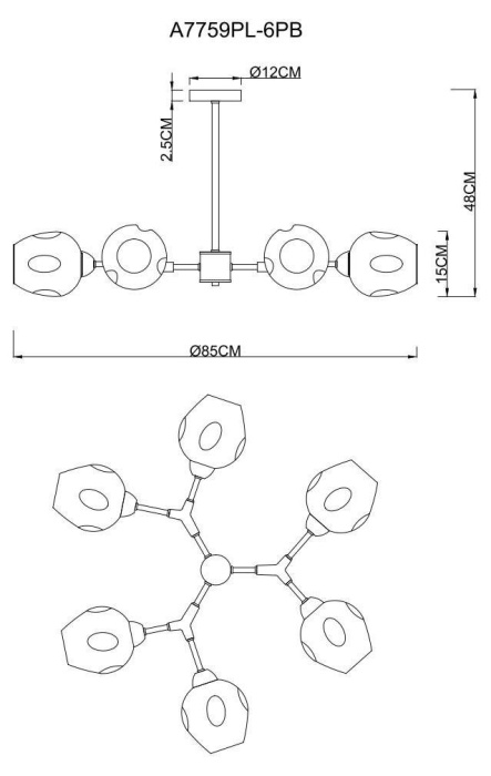 Подвесная люстра Arte Lamp Yuka Smoky A7759PL-6PB