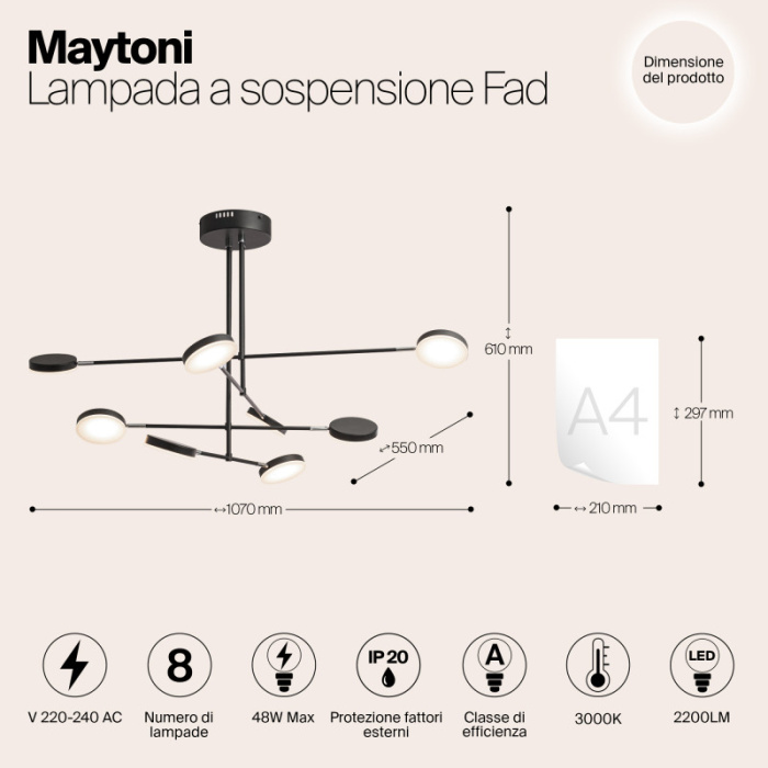 Люстра на штанге Maytoni Fad MOD070PL-L48B3K