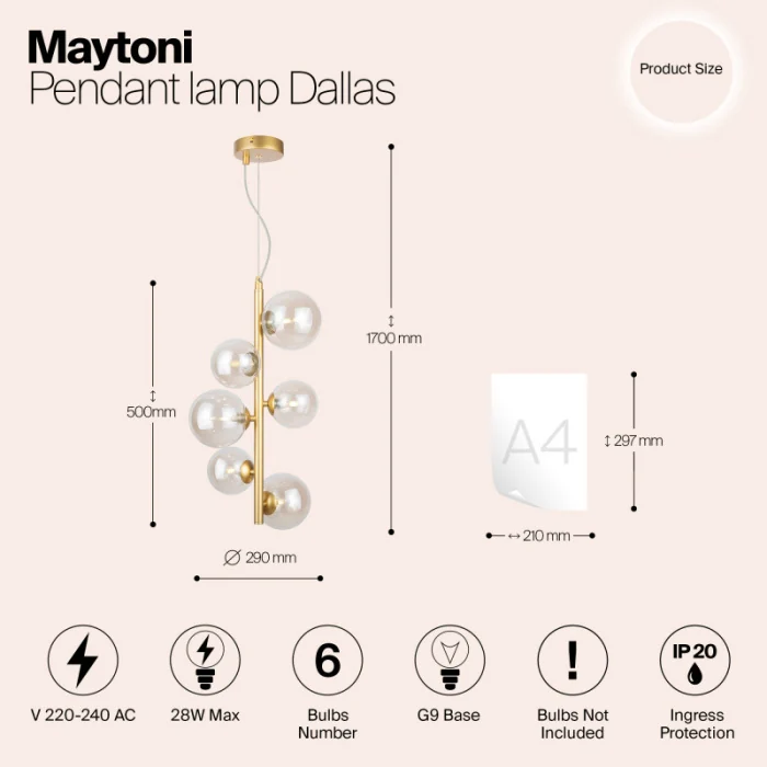 Подвесная люстра Maytoni MOD545PL-06G