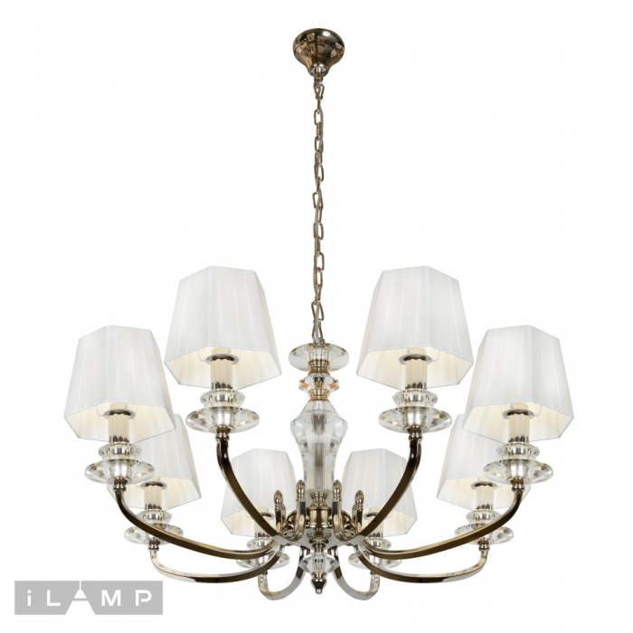 Подвесная люстра iLamp Holywood P9399-8 Никель+белый