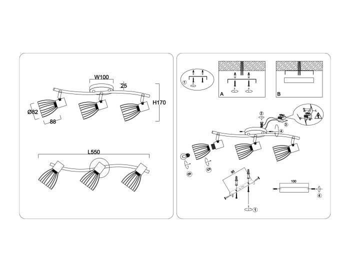 Настенно-потолочный спот в стиле лофт AMBRELLA light TR8661