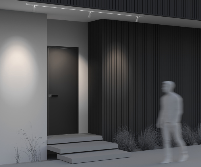 Трековый однофазный уличный светодиодный светильник Maytoni Elasity ip black O-TR01-1-S-16WW3K