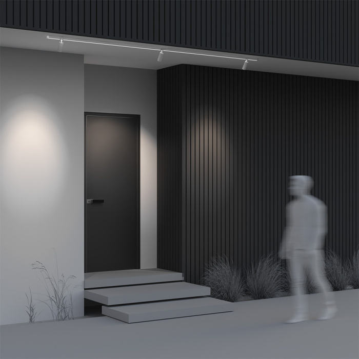 Трековый однофазный уличный светодиодный светильник Maytoni Elasity ip black O-TR01-1-S-16WW3K