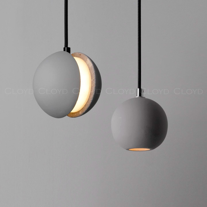 Подвесной светильник Cloyd SAURON P1 / Ø10 см - черный - сер. бетон (арт.11074)