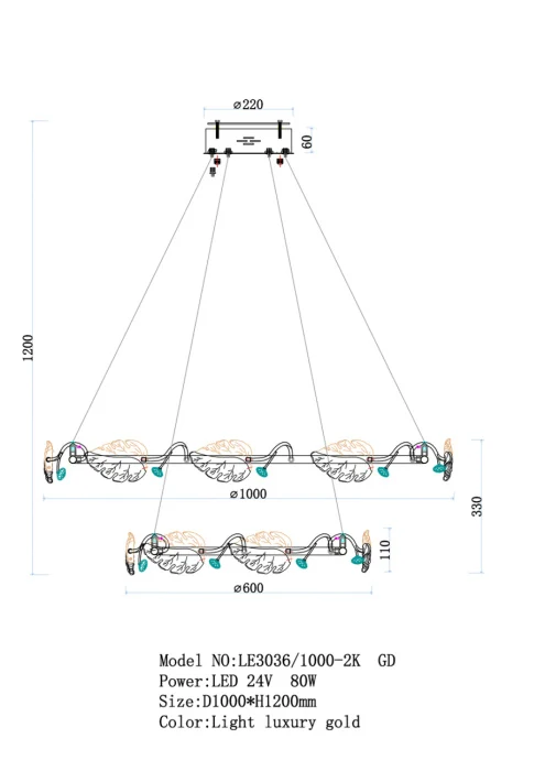 Подвесная люстра Leon Ilana LE3036/1000-2K CH