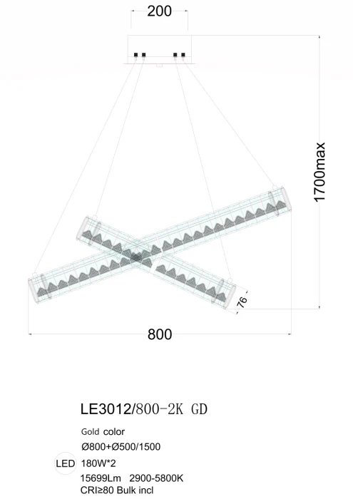 Подвесная люстра Leon Delaina LE3012/800-2K GD