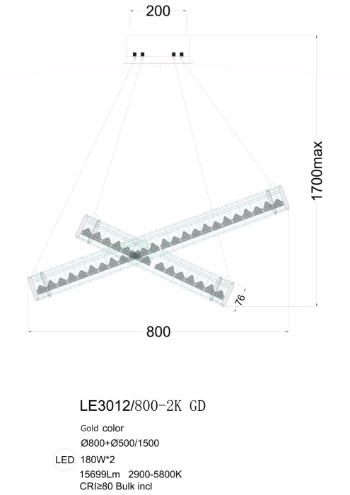 Подвесной светильник Leon Delaina LE3012/800-2K GD