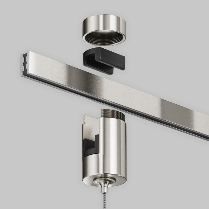 Коннектор с тросовым подвесом Тау / Tau в шинопровод Flarity платина Maytoni Tau TRA154SW-1PT