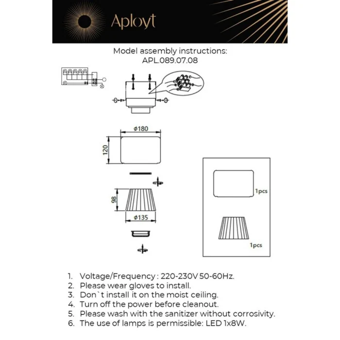 Светильник потолочный Aployt Zhyuli APL.089.07.08