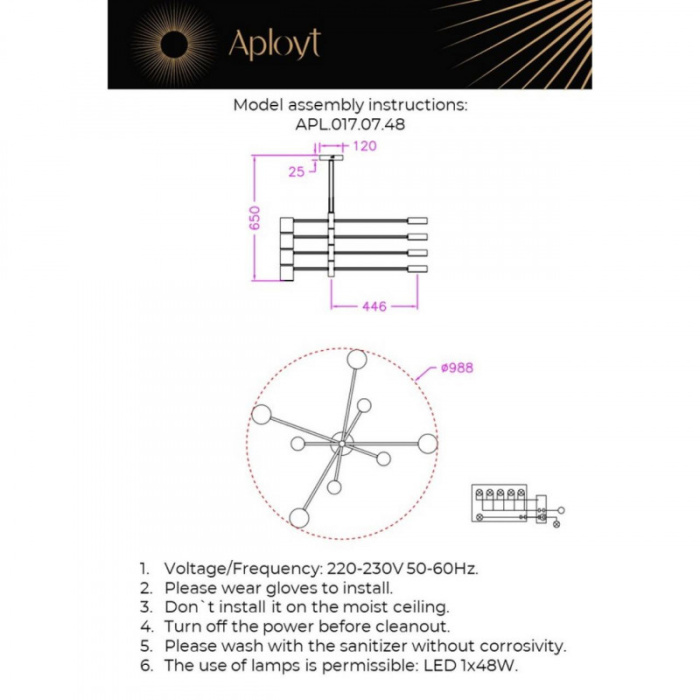 Люстра потолочная Aployt Frania APL.017.07.48