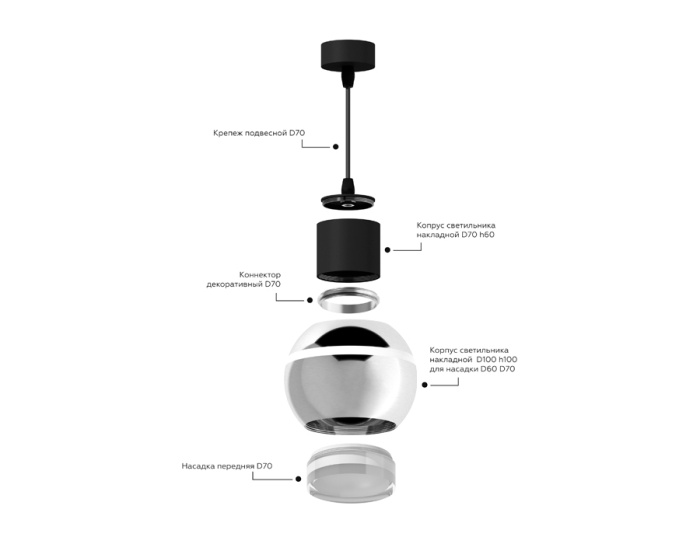 Корпус светильника накладной для насадок D60/70mm с LED подсветкой Ambrella light C1104