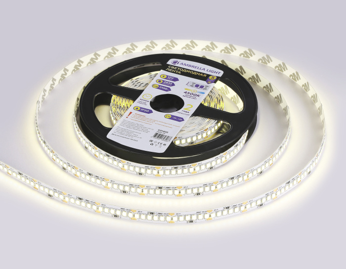 Светодиодная лента Ambrella Light GS1402 2835 240Led /17W m/ 12V IP20 4500K 5m/кратность резки 25mm Ambrella light GS1402