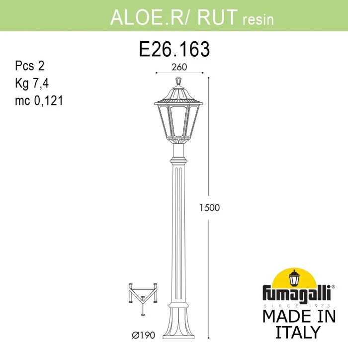 Ландшафтный светильник Fumagalli ALOE`.R/RUT E26.163.000.BXE27