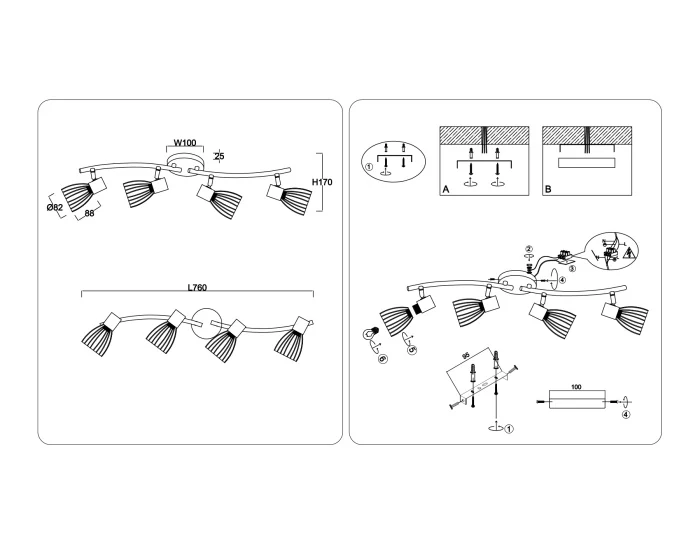 Настенно-потолочный спот в стиле лофт AMBRELLA light TR8662