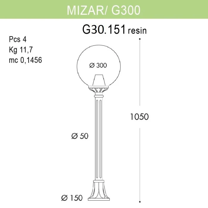 Уличный светильник Fumagalli Mizar.R/G300 G30.151.000.BZE27