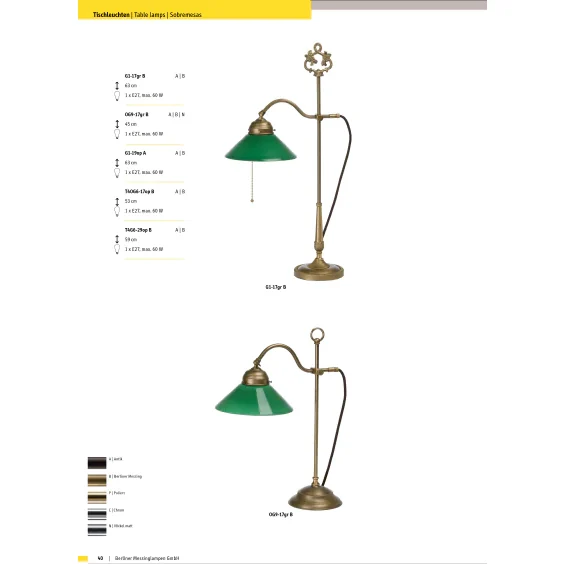 Настольная лампа Berliner Messinglampen G1-19opA