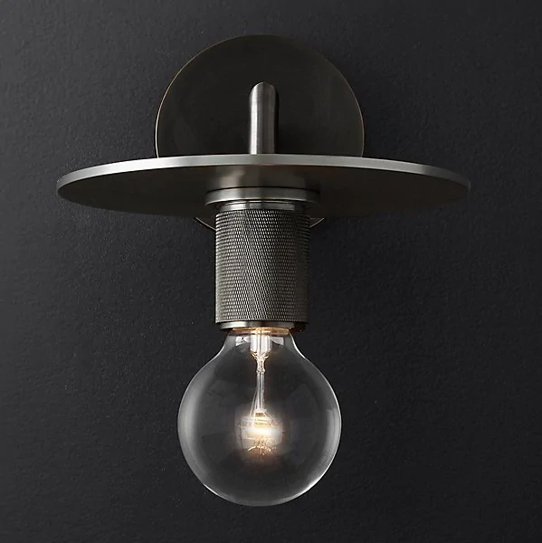 Бра RH Utilitaire Knurled Disk Shade Sconce Black ImperiumLoft