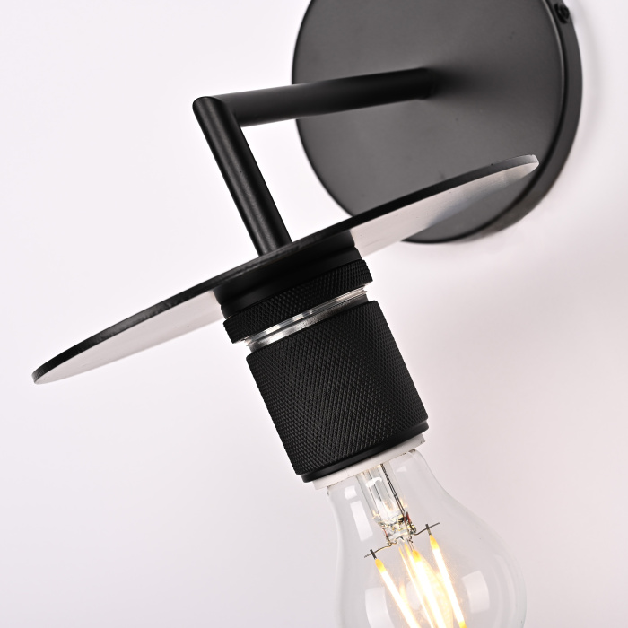 Бра RH Utilitaire Knurled Disk Shade Sconce Black ImperiumLoft