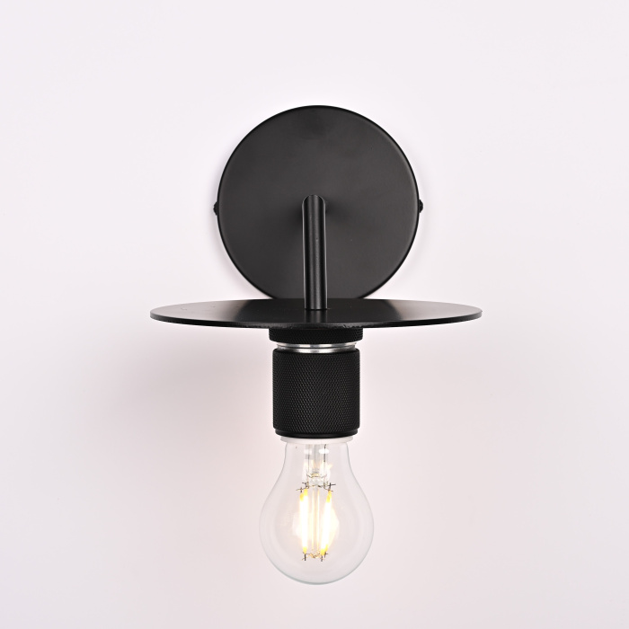 Бра RH Utilitaire Knurled Disk Shade Sconce Black ImperiumLoft