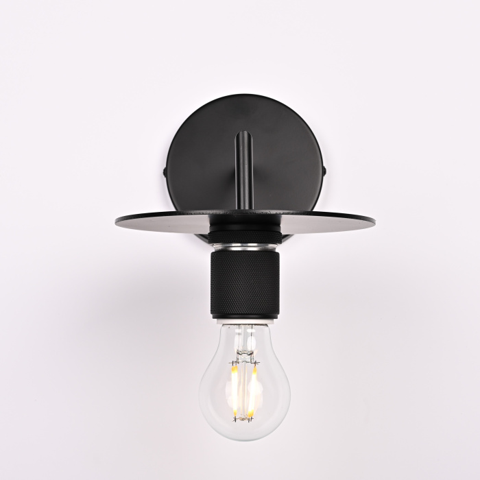 Бра RH Utilitaire Knurled Disk Shade Sconce Black ImperiumLoft