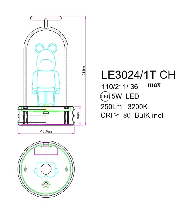 Настольная лампа Leon Joli LE3024/1T CH