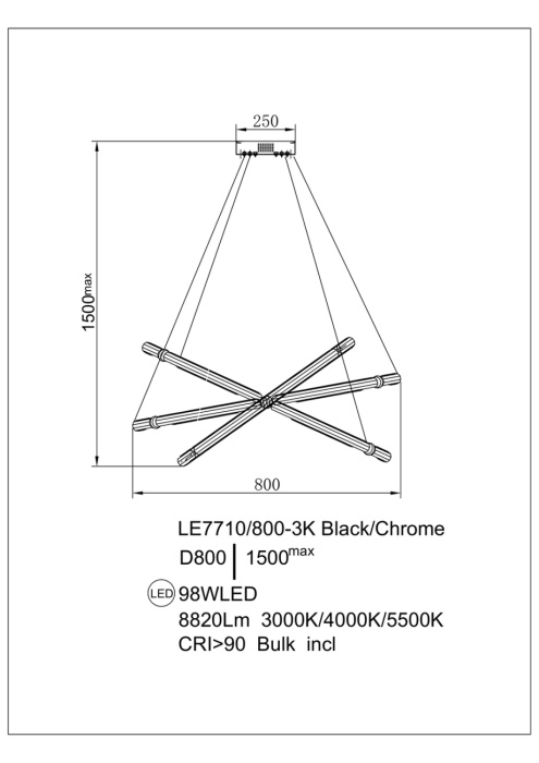 Подвесной светильник Leon Ani LE7710/800-3K Black/Chrome
