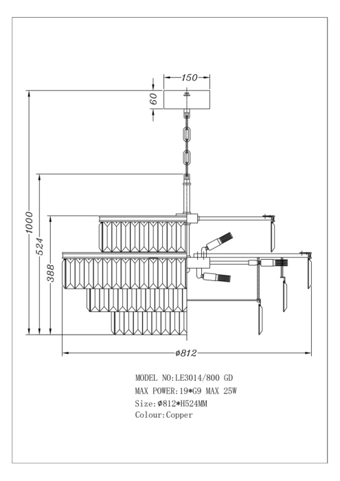 Подвесная люстра Leon Mia LE3014/800 Brass