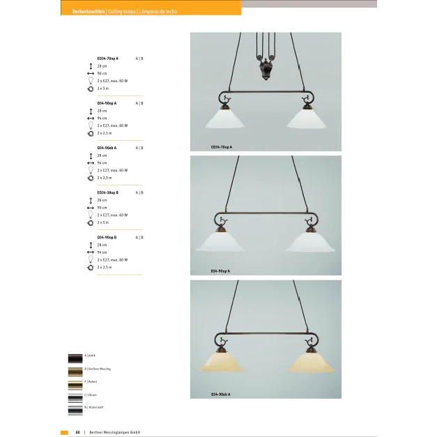 Подвесной светильник Berliner Messinglampen ED34-70opA