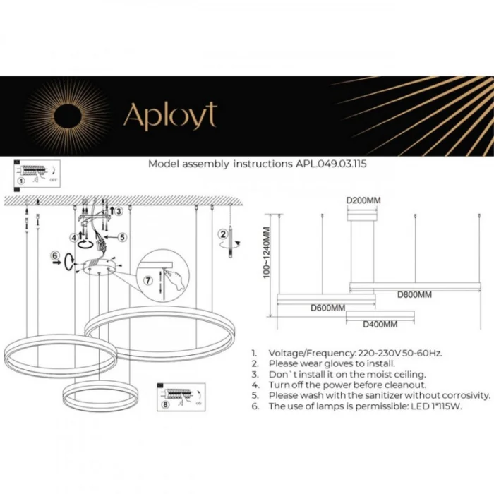 Люстра подвесная Aployt Armel APL.049.03.115