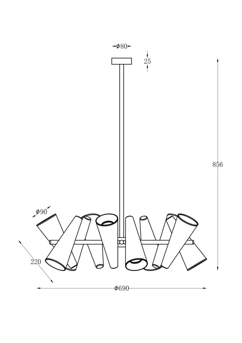 Люстра на штанге Maytoni Giro MOD095PL-10W
