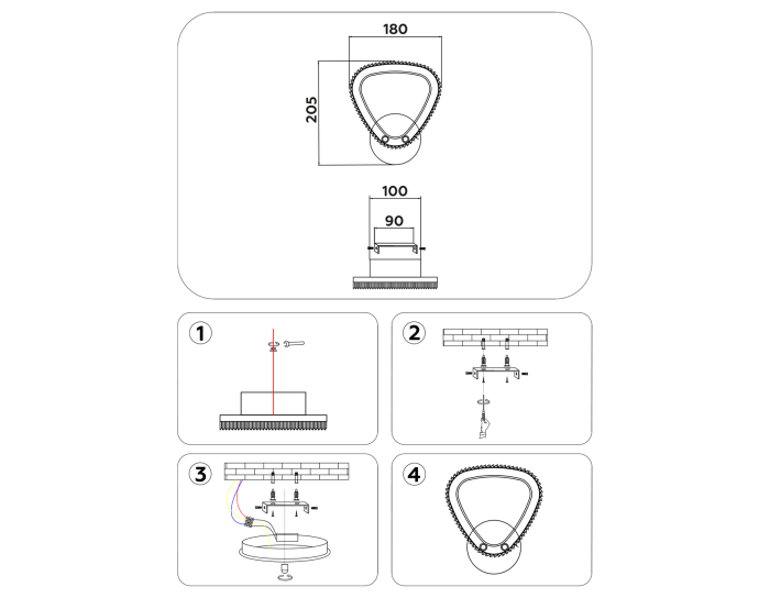 Настенный светодиодный светильник с выключателем на корпусе Ambrella light FA9557