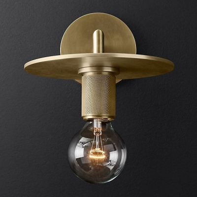 Бра RH Utilitaire Knurled Disk Shade Sconce Brass ImperiumLoft