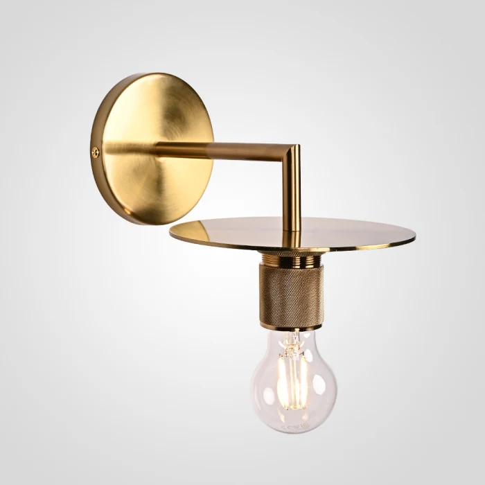 Бра RH Utilitaire Knurled Disk Shade Sconce Brass ImperiumLoft
