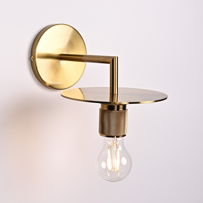 Бра RH Utilitaire Knurled Disk Shade Sconce Brass ImperiumLoft