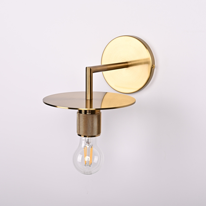 Бра RH Utilitaire Knurled Disk Shade Sconce Brass ImperiumLoft