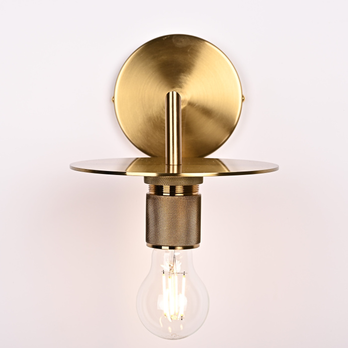 Бра RH Utilitaire Knurled Disk Shade Sconce Brass ImperiumLoft