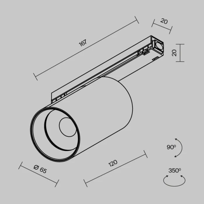 Трековый светильник FOCUS LED MAYTONI O-TR02-1-S-20WB3K