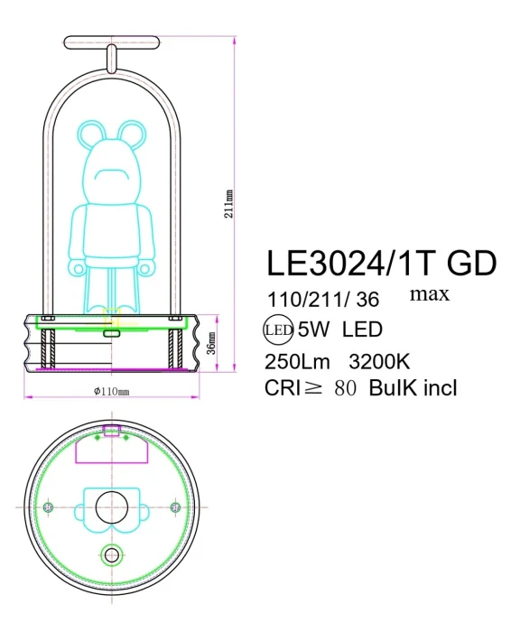 Настольная лампа Leon Joli LE3024/1T GD