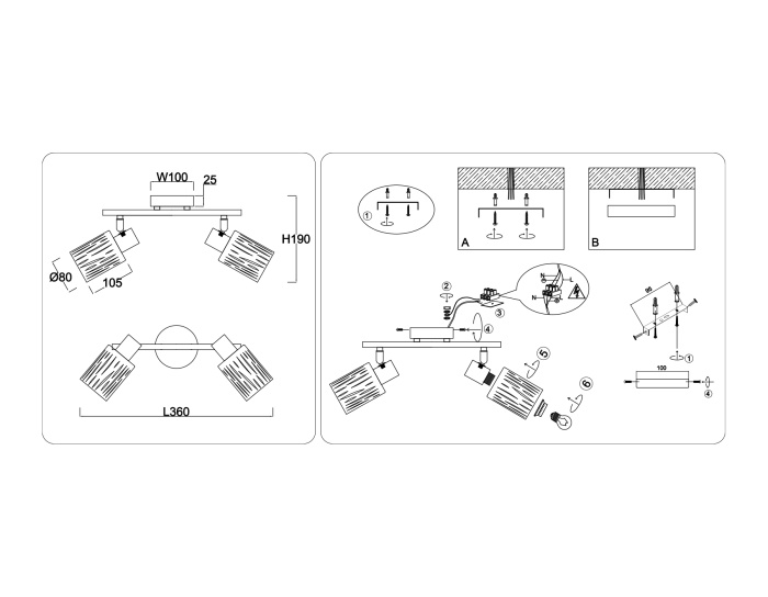 Настенно-потолочный спот в стиле лофт AMBRELLA light TR8664