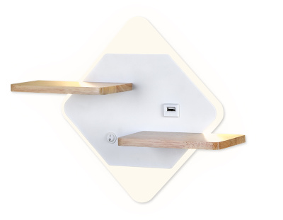 Настенный светодиодный светильник с выключателем, USB портом и полкой Ambrella light FW100