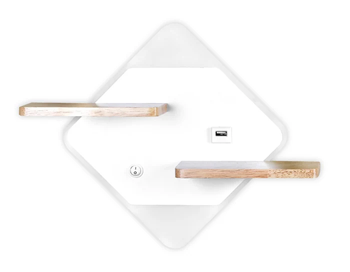 Настенный светодиодный светильник с выключателем, USB портом и полкой Ambrella light FW100