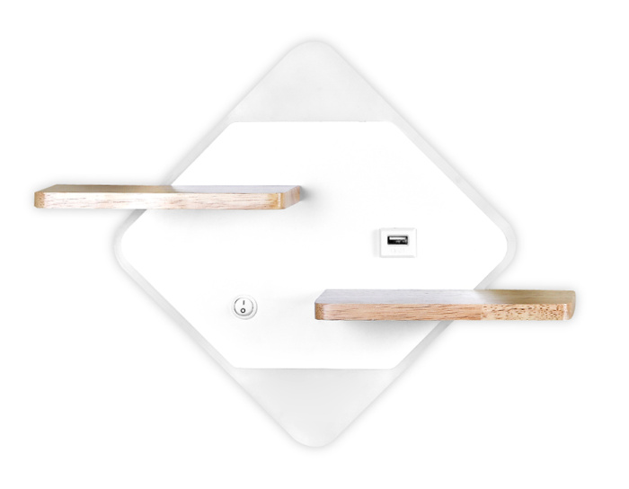 Настенный светодиодный светильник с выключателем, USB портом и полкой Ambrella light FW100